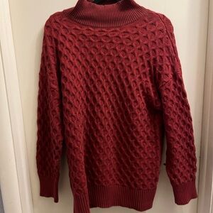 Knox Rose Women’s  Deep Red Turtleneck Sweater